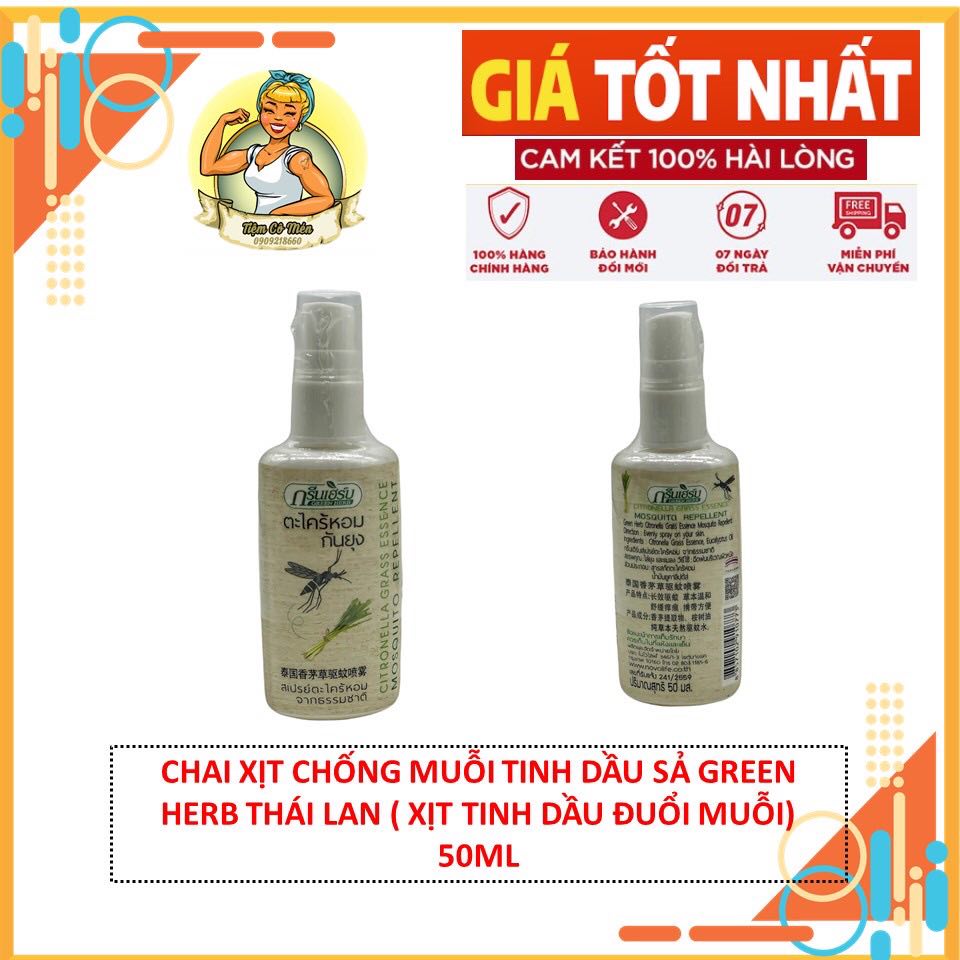 01 chai xịt chống muỗi tinh dầu sả green herb thái lan 50ml