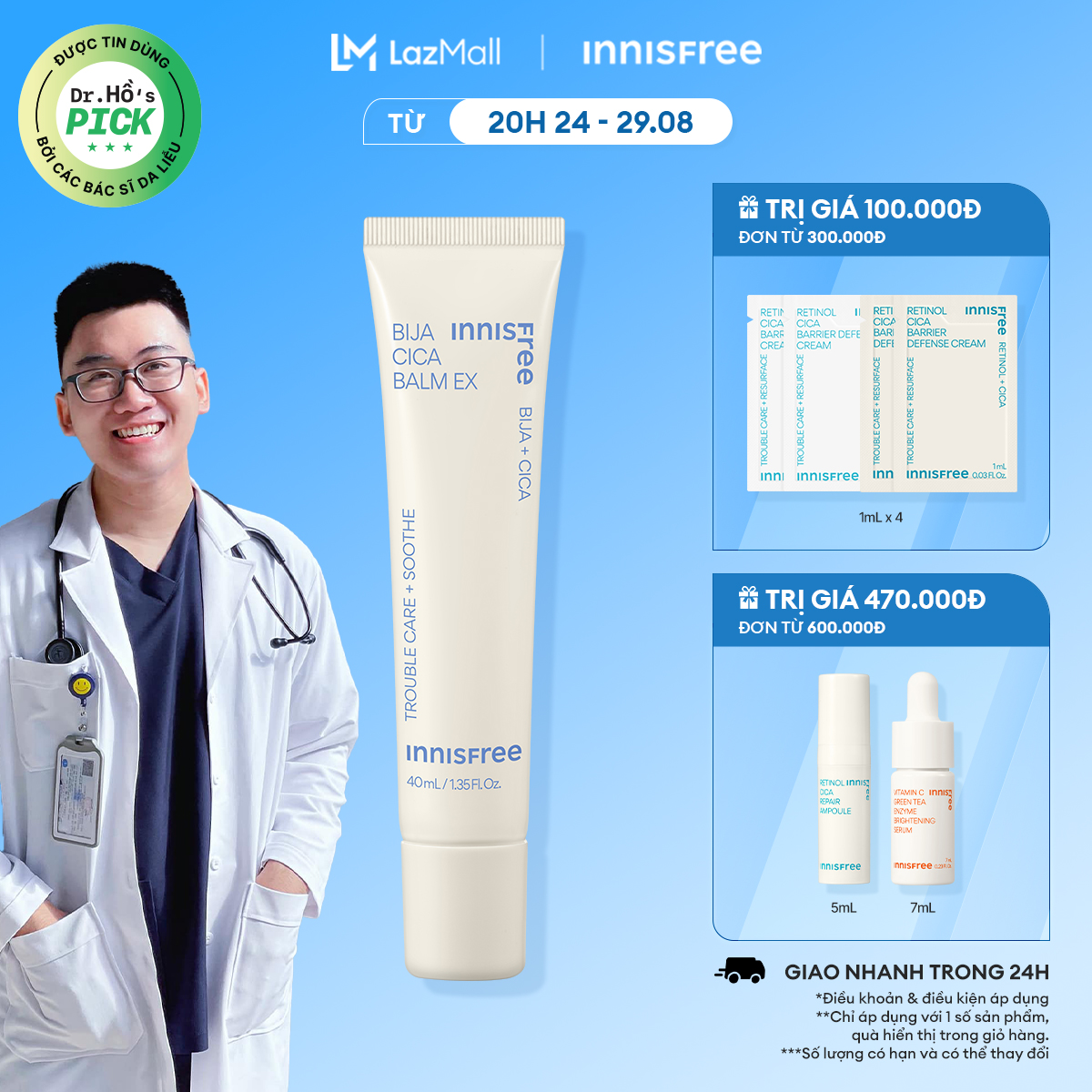 Sáp dưỡng làm dịu da INNISFREE Bija Cica Balm EX