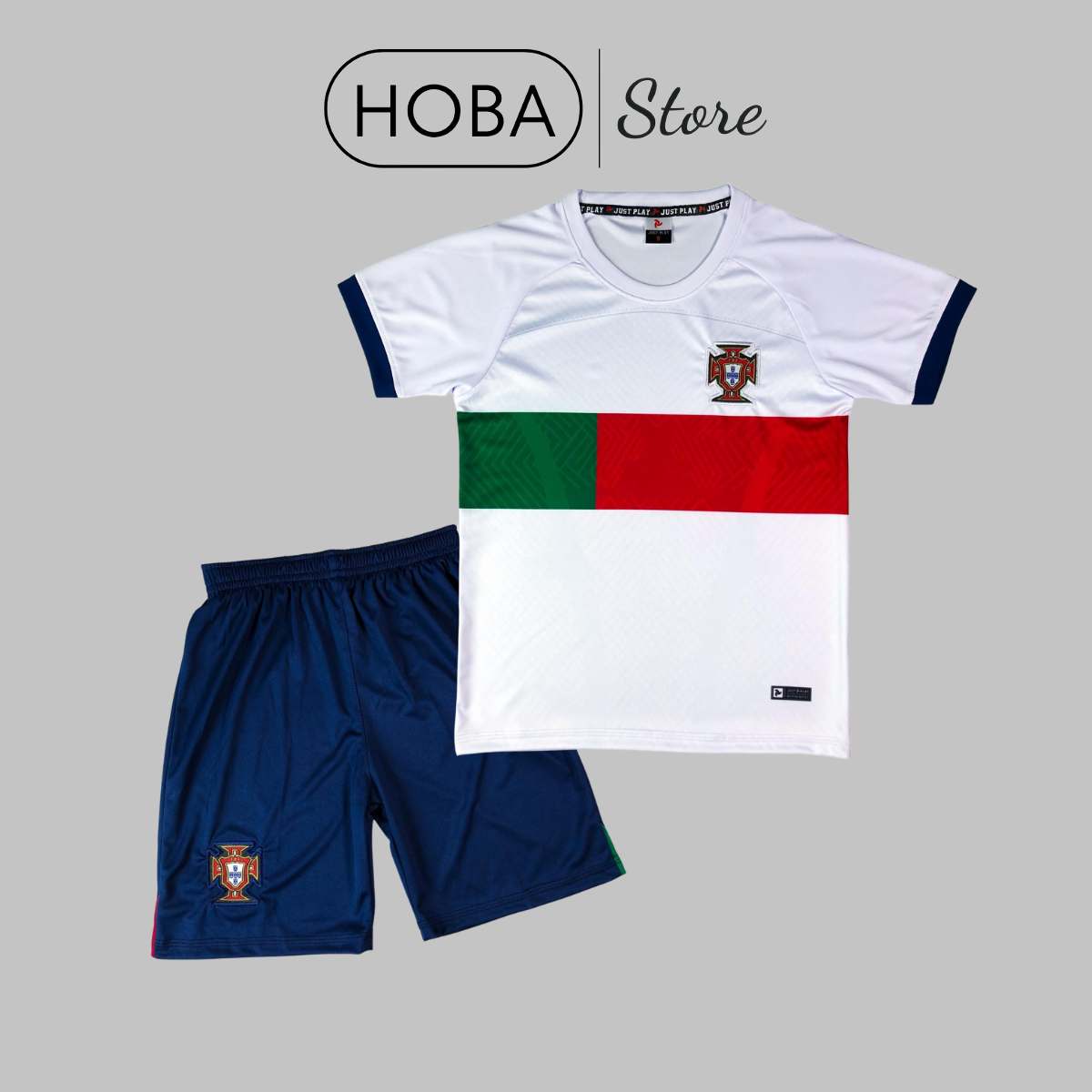 Bộ quần áo bóng đá trẻ em đồ đá banh trẻ em đội tuyển Bồ Đào Nha trắng