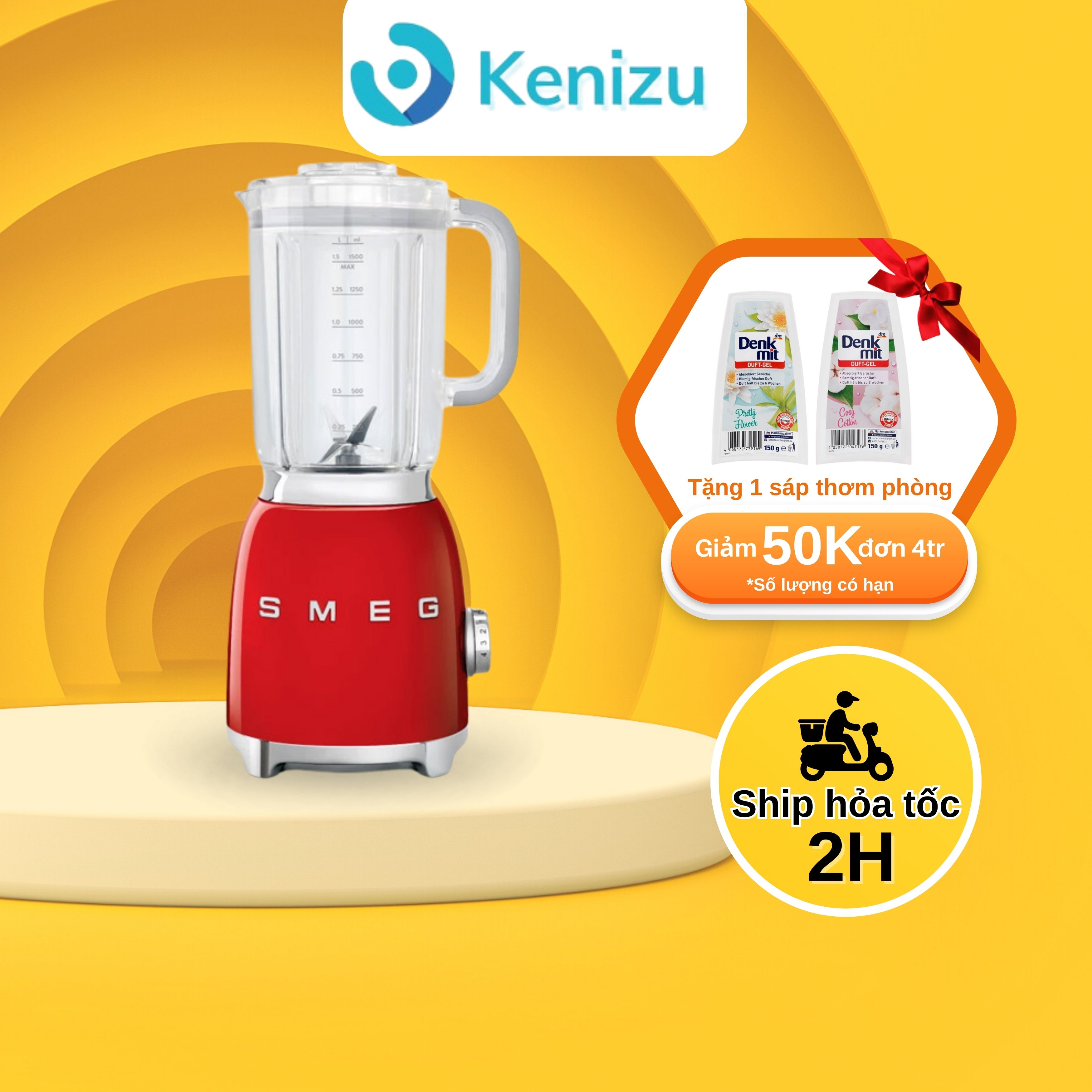 Máy xay sinh tố SMEG công suất 800W, lưỡi xay Cromargan không gỉ