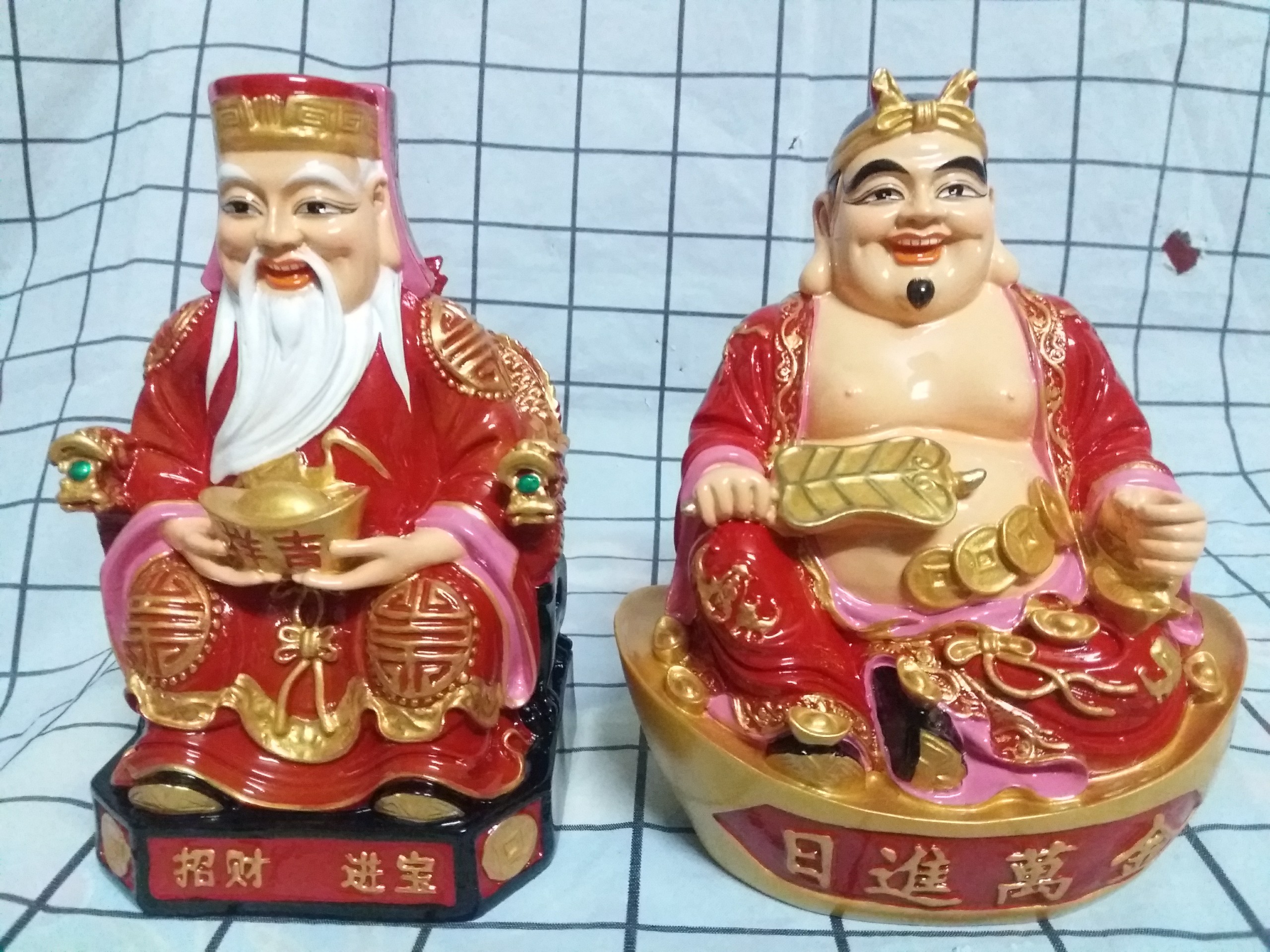 Bộ Ông Địa-Thần Tài bằng đá size cao 20 cm