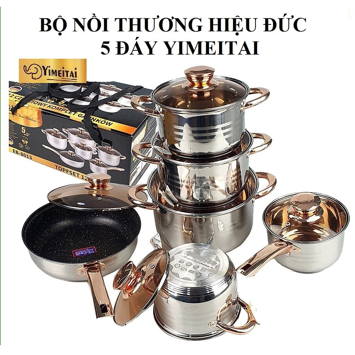 Bộ nồi Đức 6 món 12 chi tiết Hoàng Gia Engelberg ,bộ nồi đức ,bộ nồi 6 món nhà bếp 12 chi tiết ,bộ nồi Engelberg ,siêu bền ,hàng nhập khẩu ,Dùng cho mọi loại bếp điện, bếp từ, bếp ga - tiện dụng, hàng cao cấp sang trọng