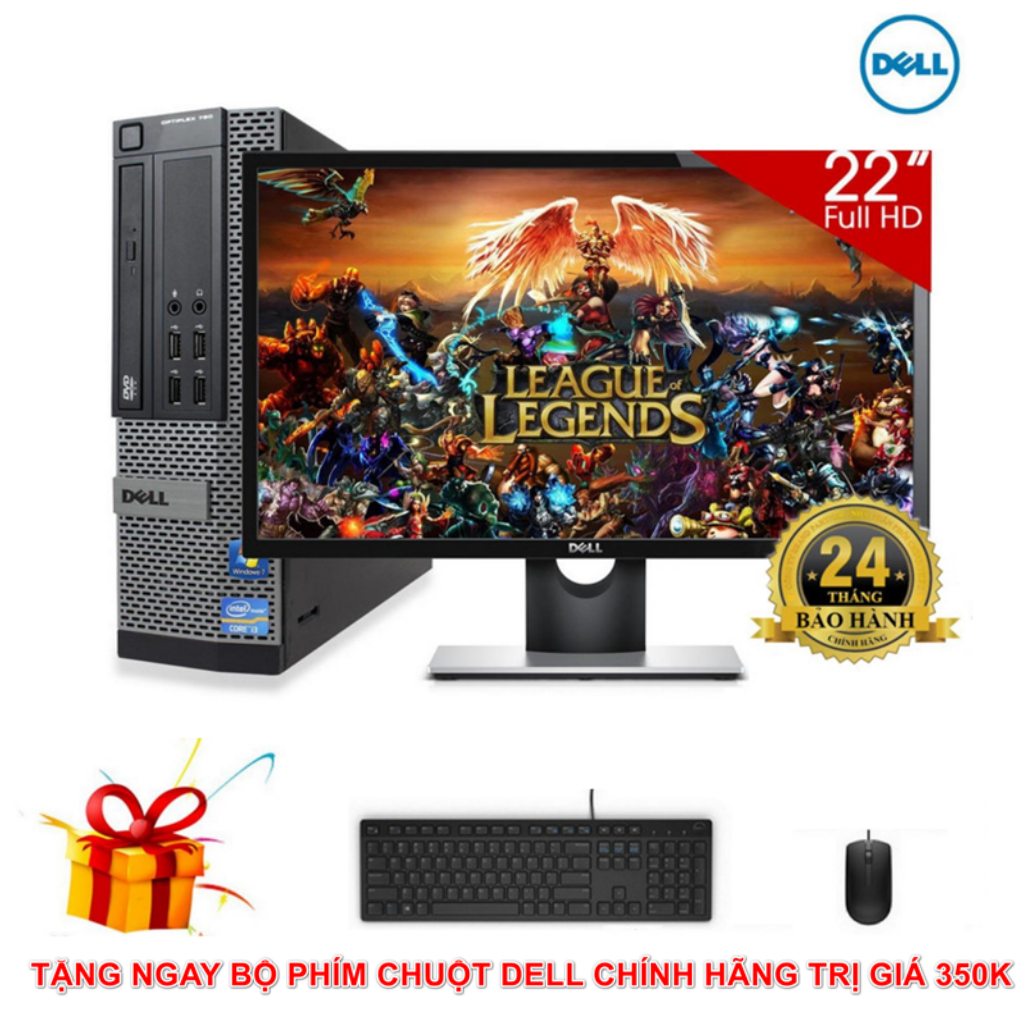 Bộ máy tính để bàn Dell Optiplex Core i5 3470 Ram 8GB, ổ cứng SSD 120GB, HDD 500GB Màn hình DELL 22 inch. Chuyên dùng vẽ đồ họa chơi game chạy bền bỉ 24/24.Quà tặng bàn phím chuột DELL usb wifi. Bảo hành 12 Tháng.Hàng Nhập Khẩu