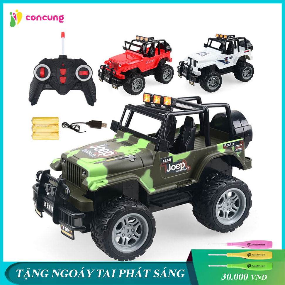 Xe jeep điều khiển từ xa 4 chiều vượt địa hình có sạc pin, vô lăng lái xe thiết kế như thật, điều khiển vô cùng nhạy, chất liệu nhựa an toàn cho bé