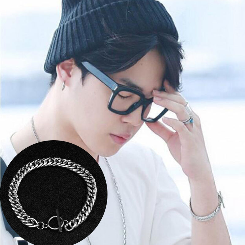 Vòng tay Titan bản xích to khóa OT đơn giản Idod Jimin BTS