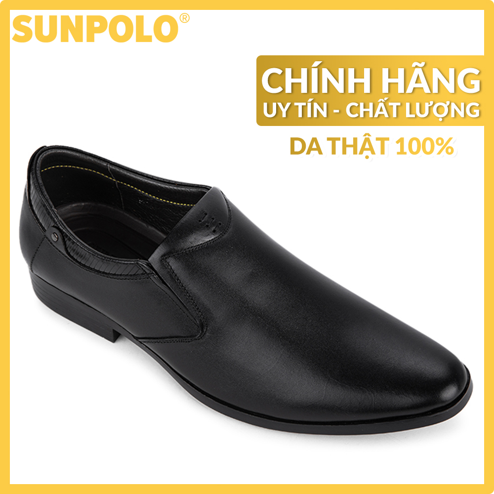 Giày nam, Giày công sở da bò SUNPOLO SPH264 (Đen)