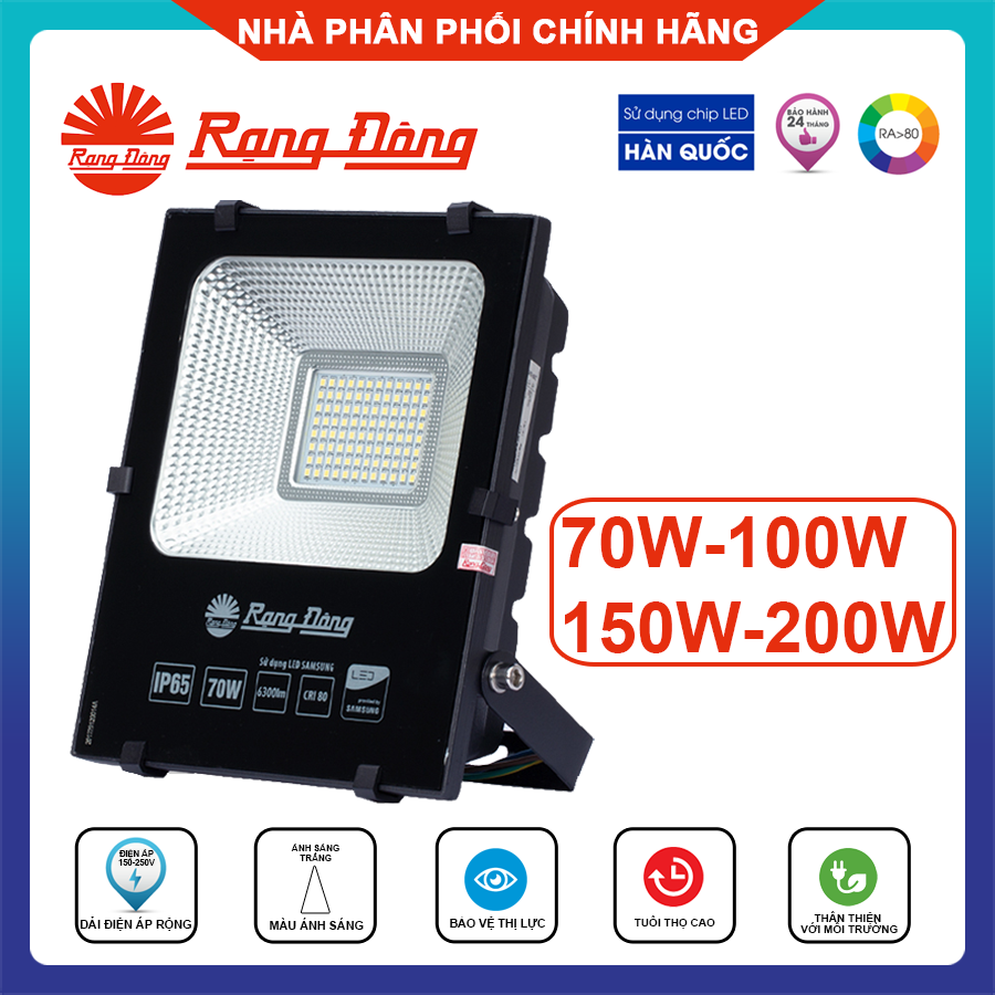Rạng đông, bh 2 năm, đèn led pha 70w đến 200w chống nước ip66 chip samsung siêu sáng, hàng bền đẹp - chất lượng cao