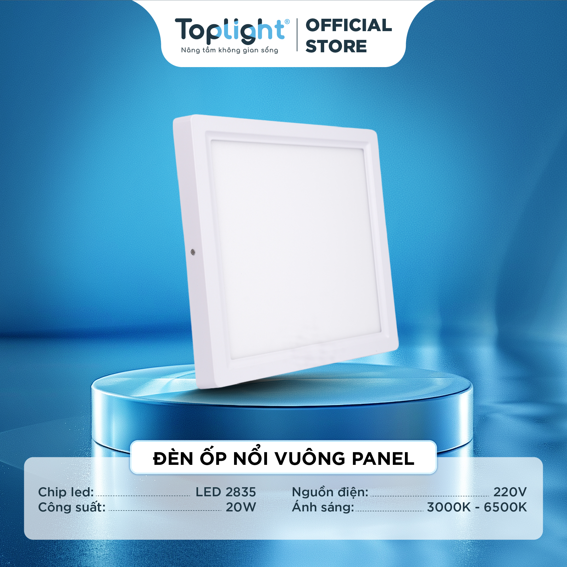 ĐÈN ỐP NỔI VUÔNG PANEL 20W CHÍNH HÃNG TOPLIGHT