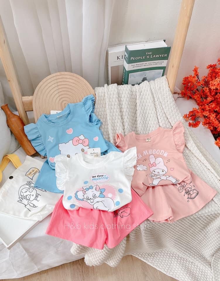 Bộ cộc tay baby doll cánh tiên cho bé gái từ 8-20kg