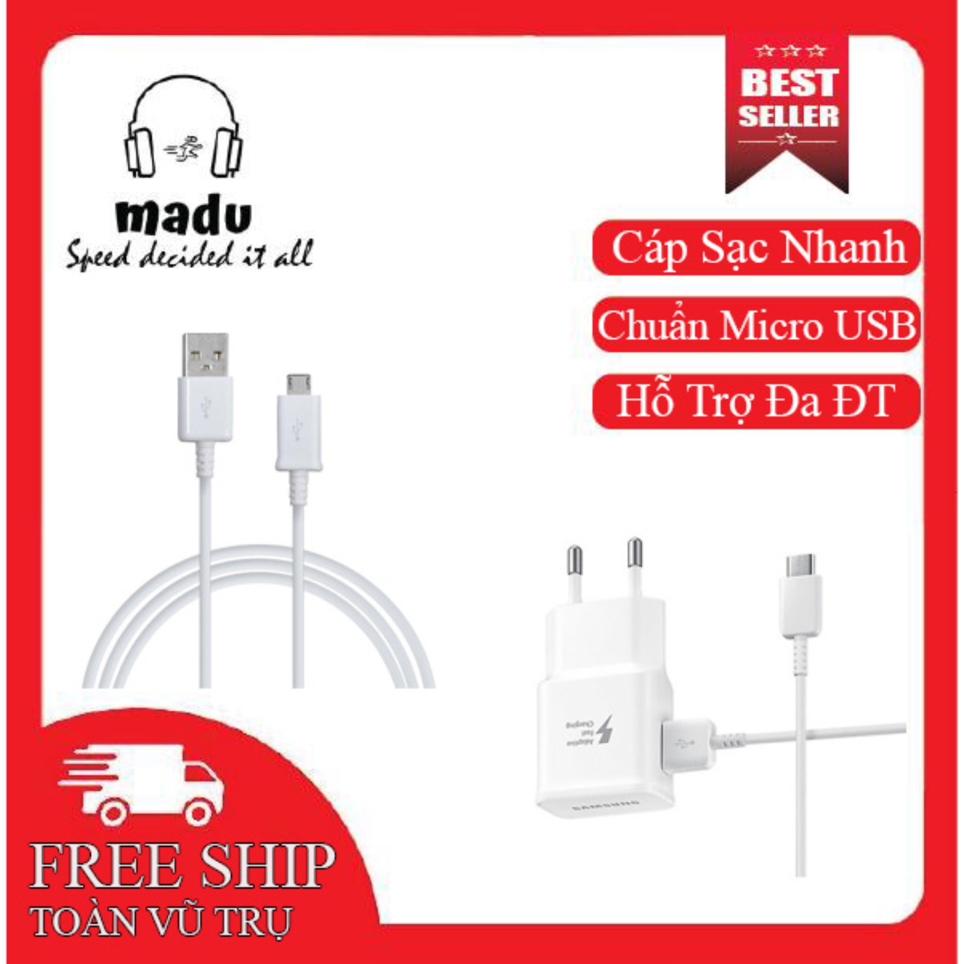 [HCM]Cáp sạc Madu dành cho Samsung dài 0.8m1.2m1.5m hỗ trợ các dòng điện thoại Andoid xiaomi huawei...