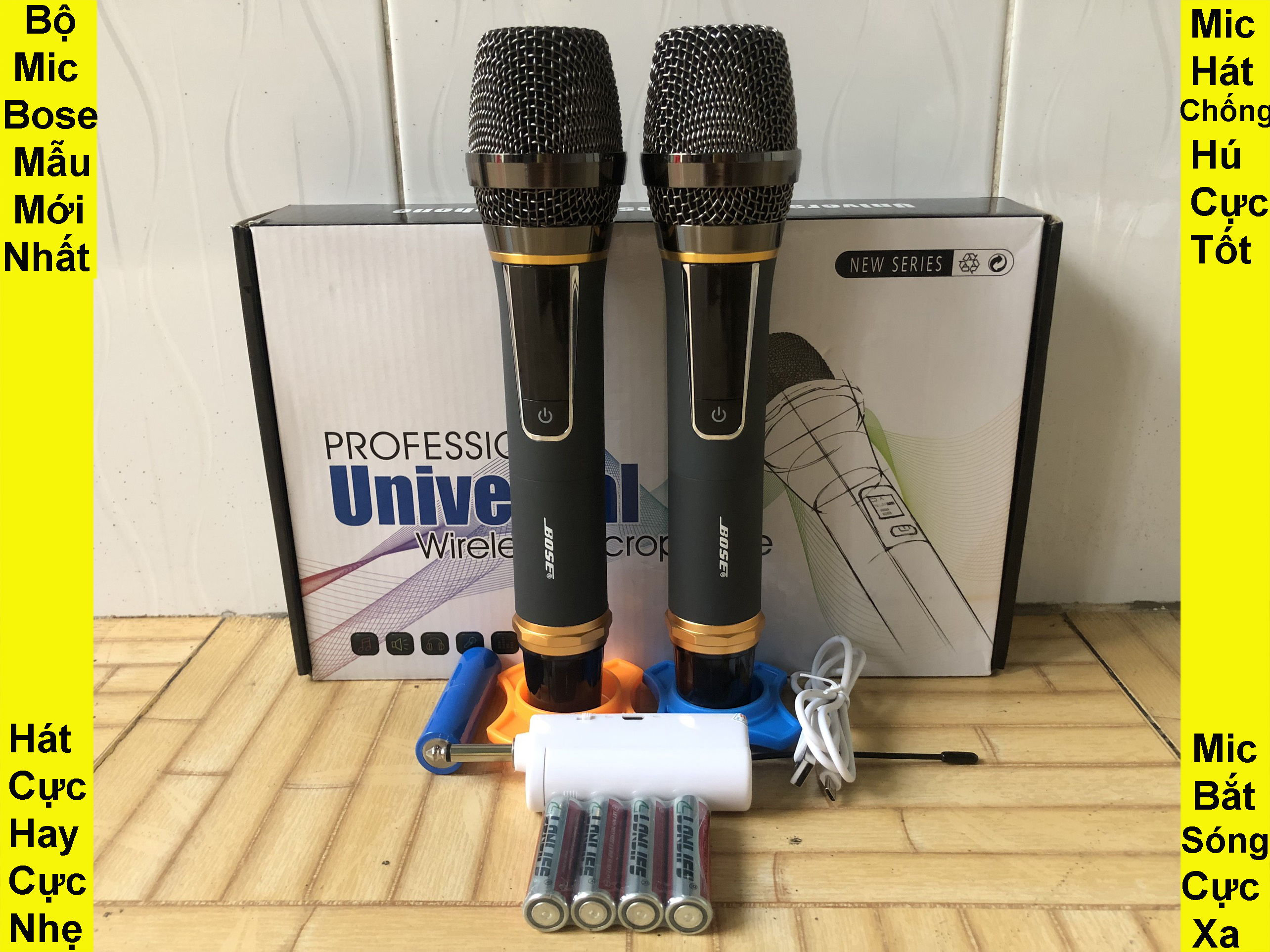 [HCM][ SIÊU PHẨM MIC KHÔNG DÂY ] Bộ 2 Mic Không Dây Bose New Series Bluetooth Kết Nối UHF Mẫu Mới Nhất Hát Cực Hay Micro Cực Nhạy Siêu Chống Hú Sóng Khỏe Full Đủ Bộ Cặp Micro Hát Karaoke-Hát Livestream Chuyên Nghiệp Giá Rẻ Cho Amply Loa Kéo