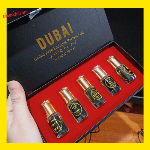 Set 5 chai tinh dầu nước hoa dubai mini dành cho cả nam và nữ