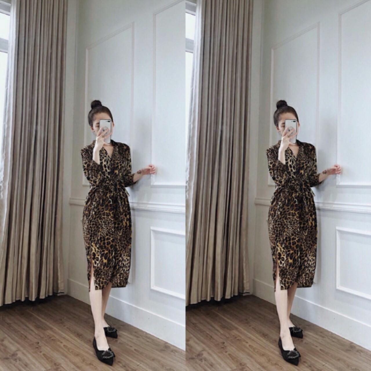Đầm bầu váy bầu da báo thời trng sành điệu sang chảnh