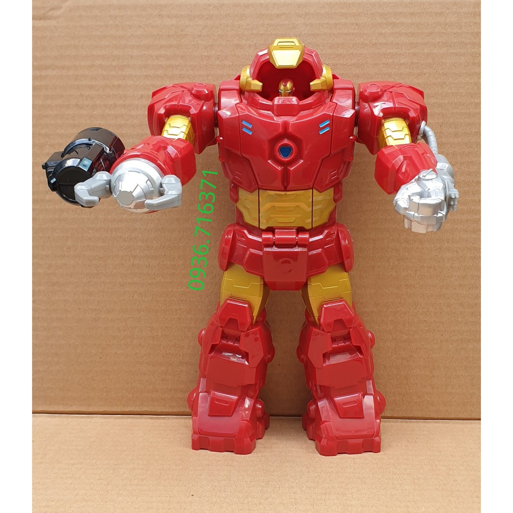 Mô hình nhân vật IRON MAN của hãng Hasbro - Robot 2 trong 1 Marvel Super Hero Adventures cao 26cm - Nhân vật bằng nhựa và nguyên hộp như hình.