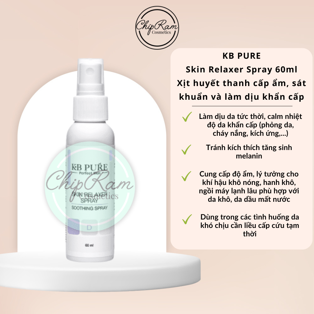 XỊT HUYẾT THANH CẤP ẨM VÀ LÀM DỊU DA KB PURE SKIN RELAXER SPRAY