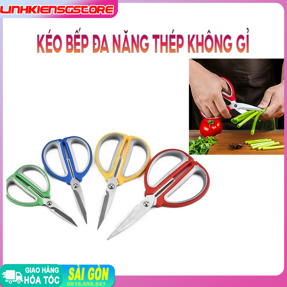 Kéo đa năng kéo cắt thực phẩm kéo nội trợ chất liệu thép không gỉ cán nhựa