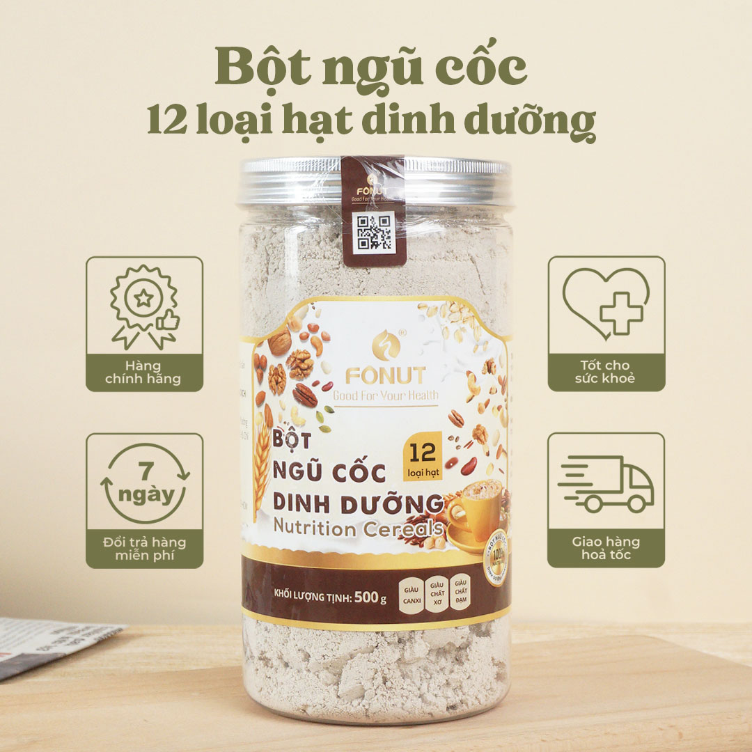 Bột ngũ cốc dinh dưỡng Fonut 500g bột ngũ cốc lợi sữa cho mẹ sau sinh từ 12 loại đậu hạt tự nhiên cao cấp