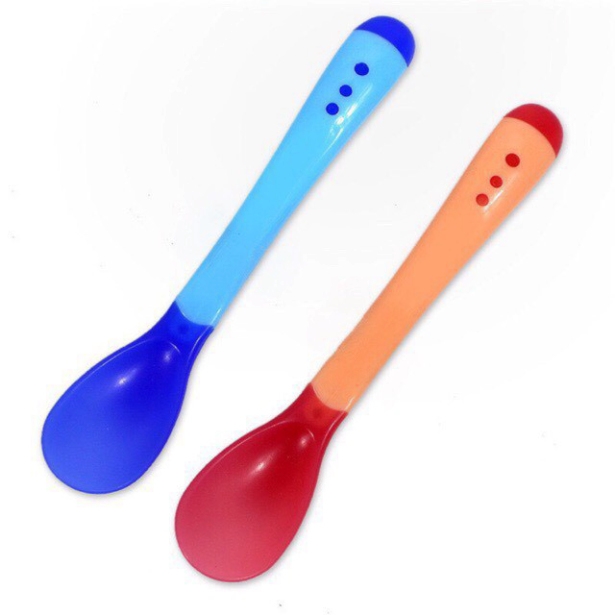 Sét 2 thìa silicon báo nóng cho bé ăn dặm