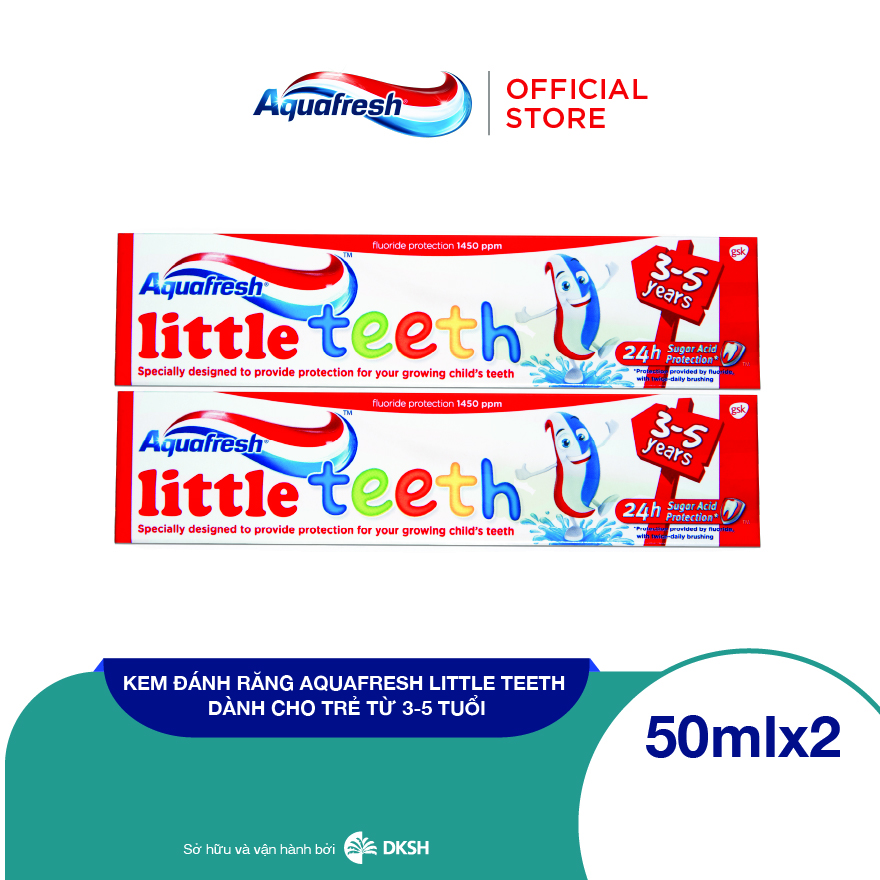Bộ 2 kem đánh răng Aquafresh Little Teeth - Dành cho trẻ từ 3-5 tuổi