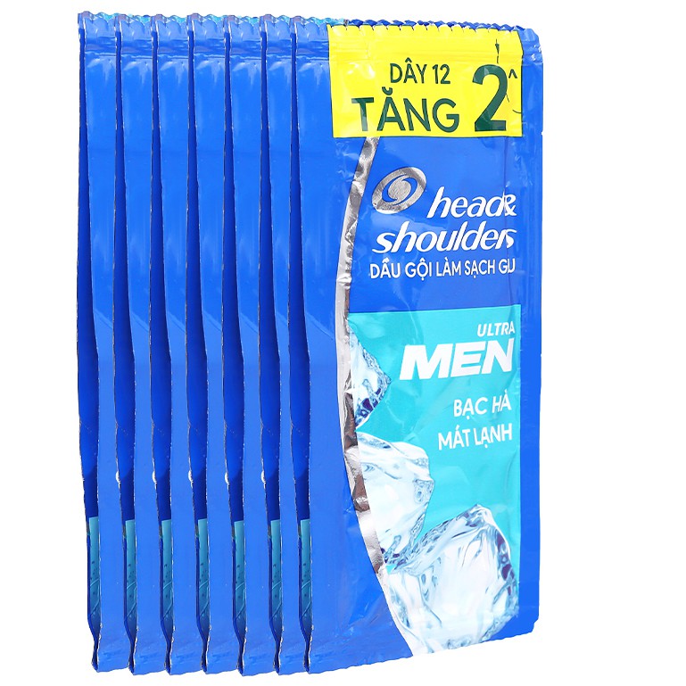 Dầu gội sạch gàu Head & Shoulders Ultra Men bạc hà 12 gói x 4.8ml (tặng 2 gói)