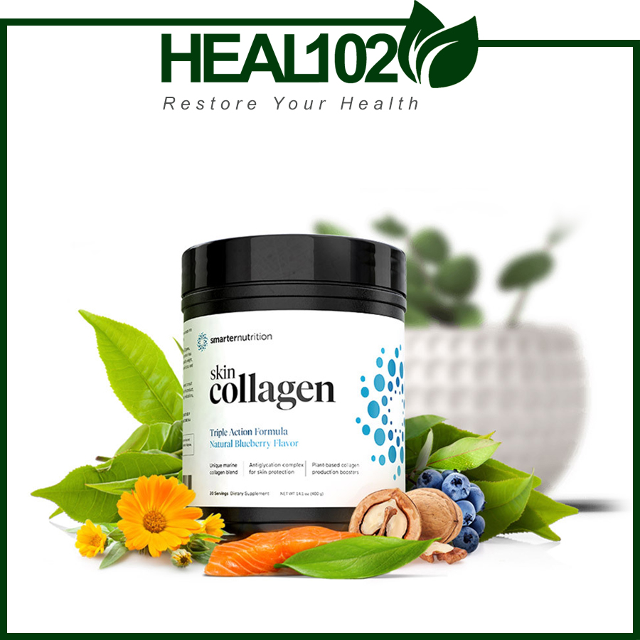 Smarter Skin Collagen Nutrition chống lão hóa da với 10000mg Marine Collagen và gần 8000mg super food phục hồi da, bổ sung lượng collagen, elastin và axit hyaluronic sụt giảm - HEAL102
