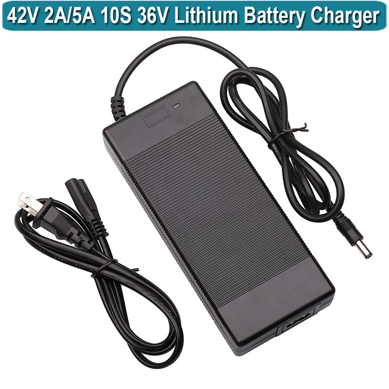 42V 2A 5A Sạc xe đạp điện đa năng 1 đầu cho pin Lithium 36V 10S tương thích với hầu hết các thương hiệu có đầu cắm DC 5.5mm