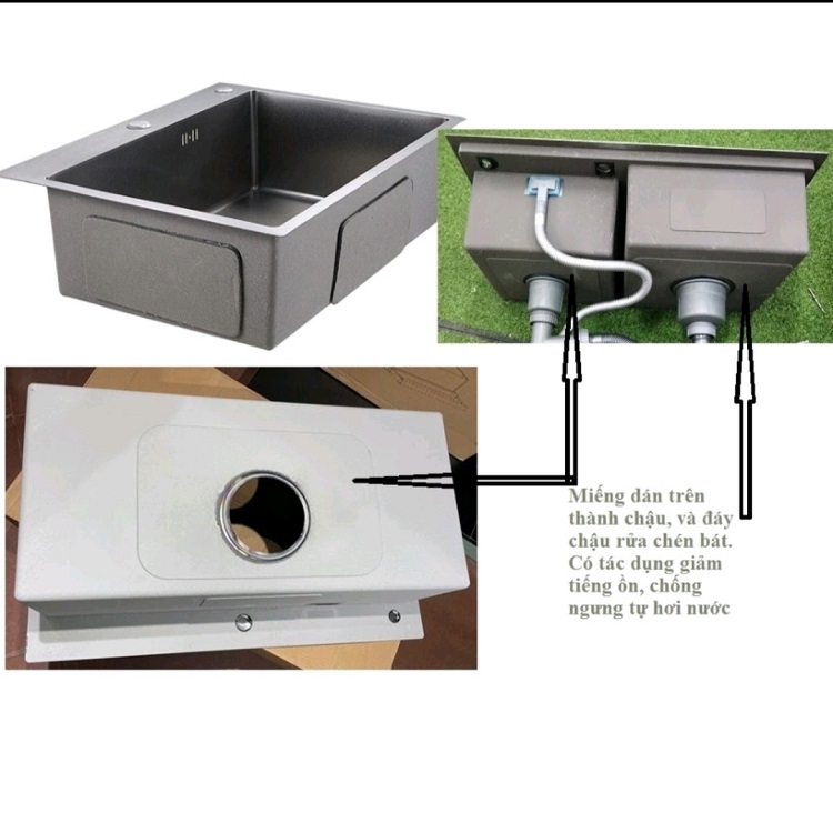 Miếng dán chậu rửa bát - Chống ồn, chống ngưng tụ hơi nước, tránh va đập bồn