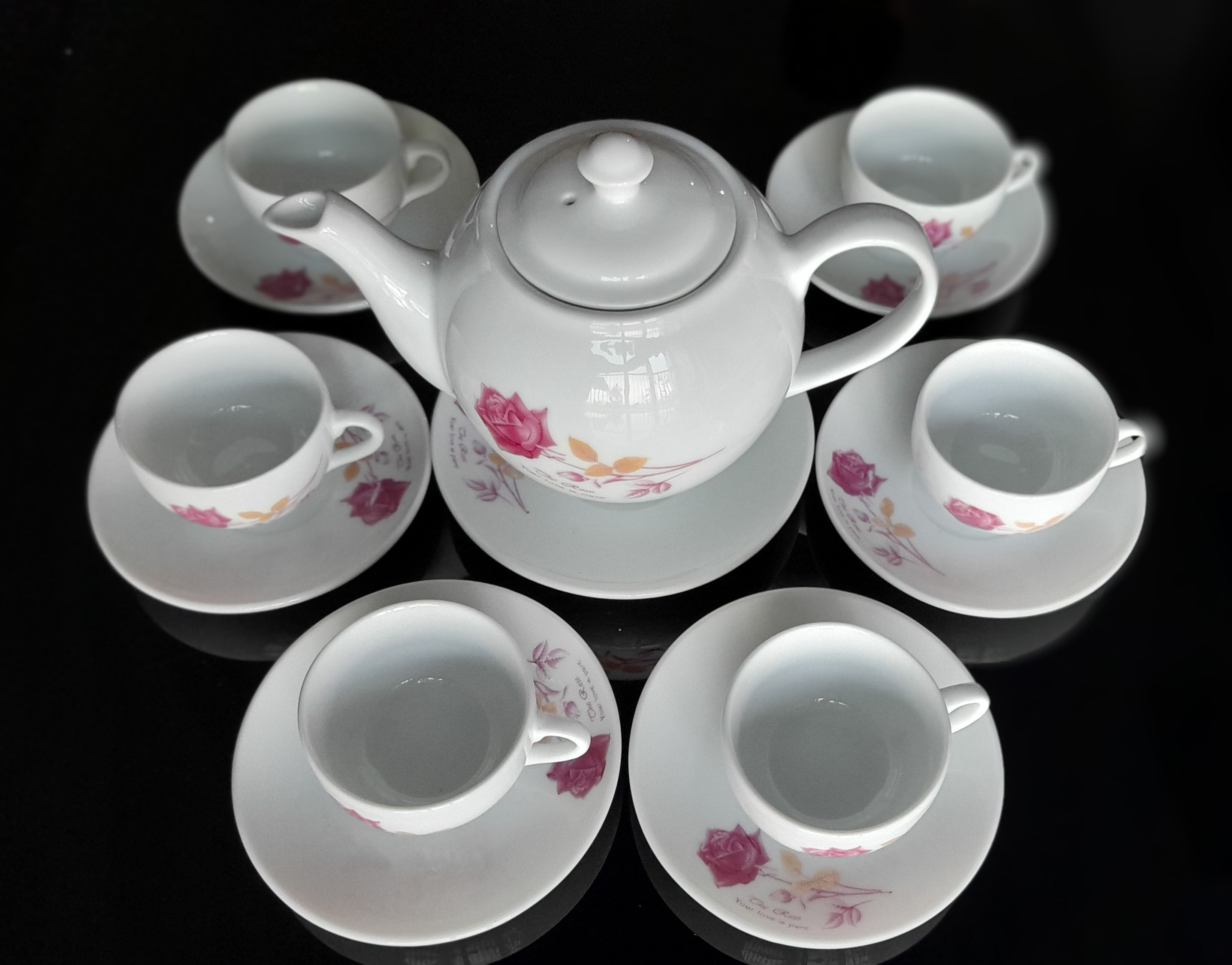 Bộ trà/bộ ấm chén hoa hồng, hàng đẹp