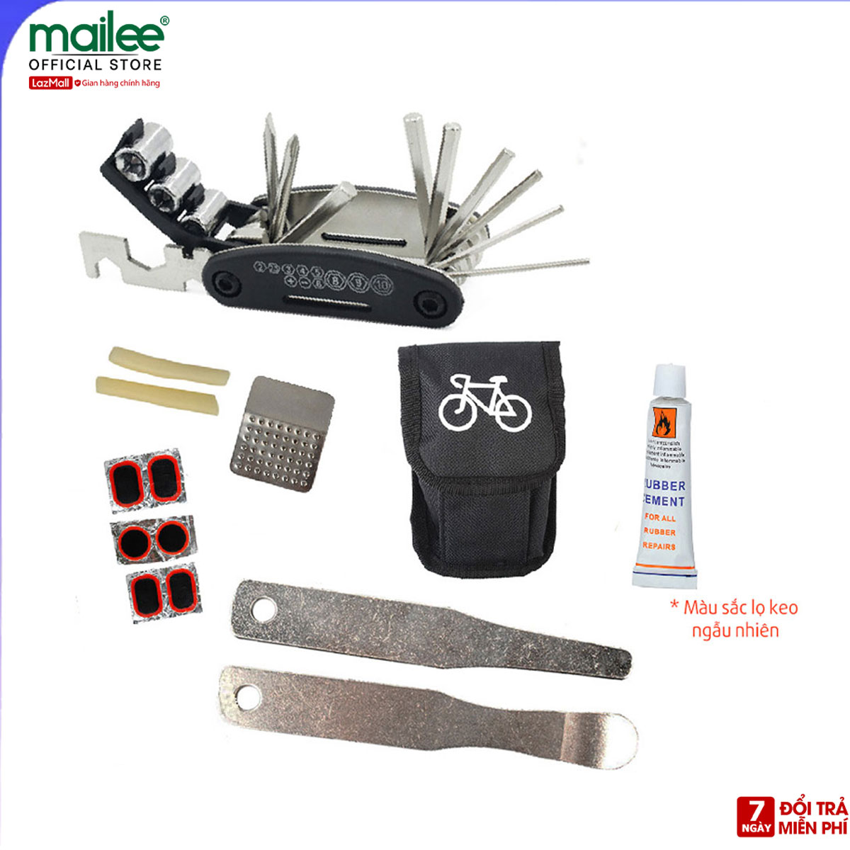Bộ Dụng Cụ Sửa Chữa Vá Xe Đạp Mini Nhỏ Gọn Tiện Dụng Với Thanh Nạy Kim Loại Chắc Chắn Bộ Cờ Lê Lục Giác Đa Năng Kèm Miếng Vá Tiện Dụng Mai Lee