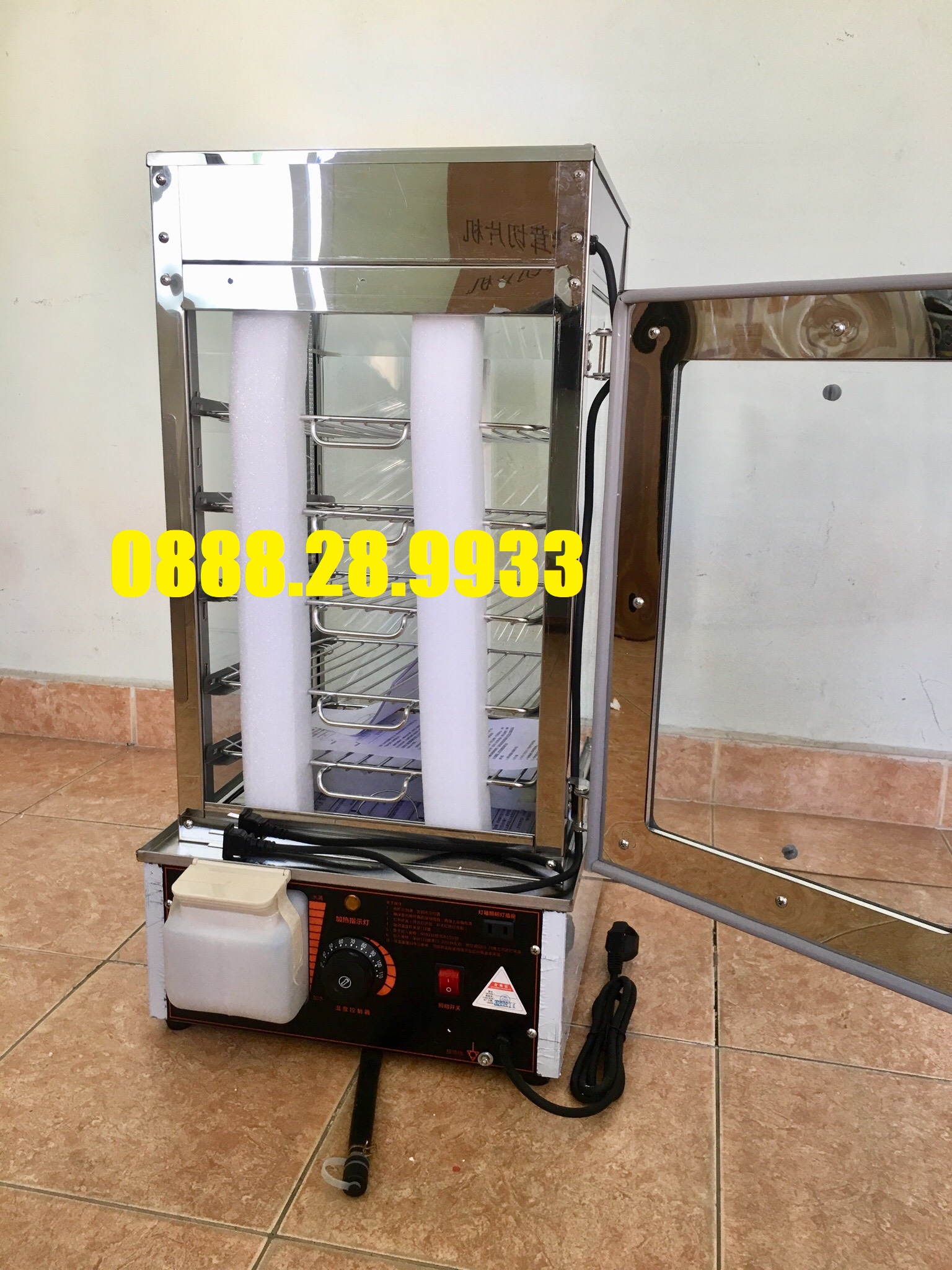 Tủ hấp và trưng bày bánh bao 5 khay Inox