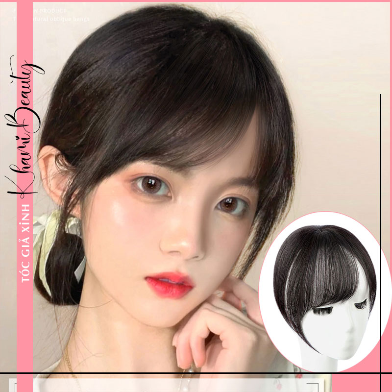 Tóc mái 3d khami beauty, 100% tóc thật, tóc giả mái 3d có da đầu che hói