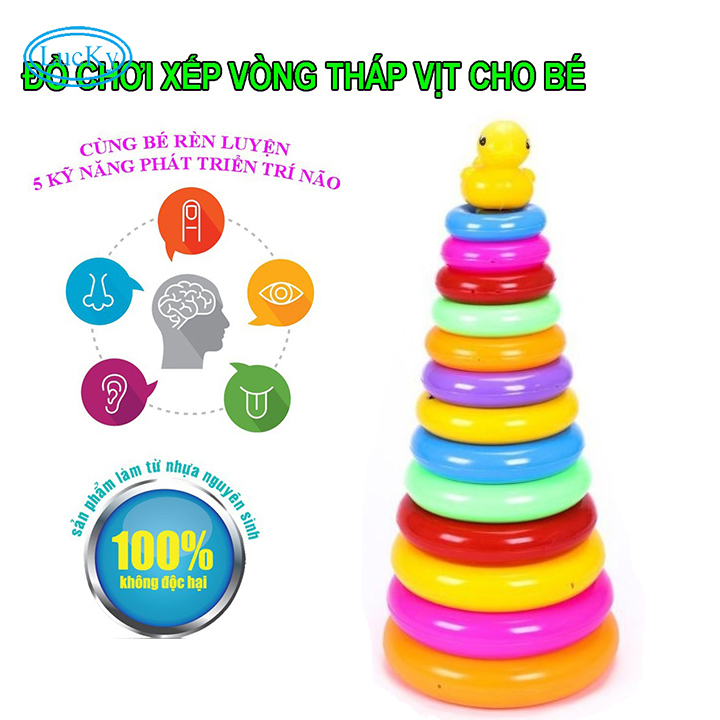 Đồ chơi cho bé - đồ chơi tháp vịt xếp chồng vòng tròn cho bé