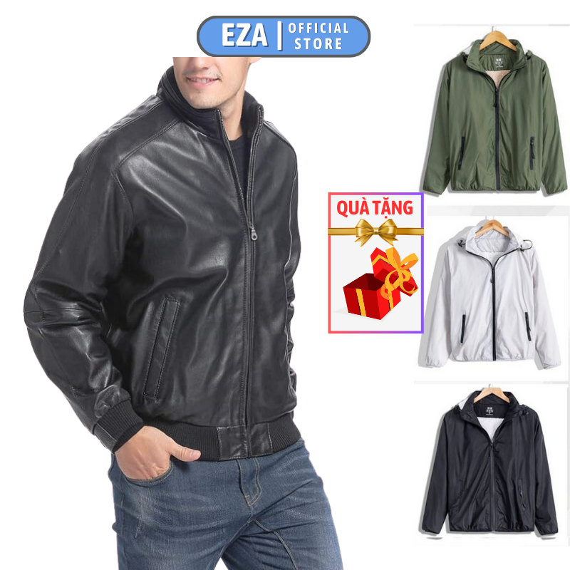 Áo Khoác Da (Tặng 1 áo khoác dù   + MIỄN PHÍ VẬN CHUYỂN ) - Áo Khoác Da Nam Lót Lông Chống Lạnh Siêu Ấm Cao Cấp EZDL30
