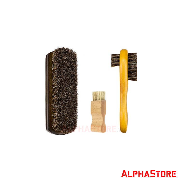 Bộ bàn chải đánh giày đa dụng - Bàn chải lông ngựa mềm chuyên đánh giày da đen, da nâu, da lộn (Tùy chọn mua bộ, mua lẻ)