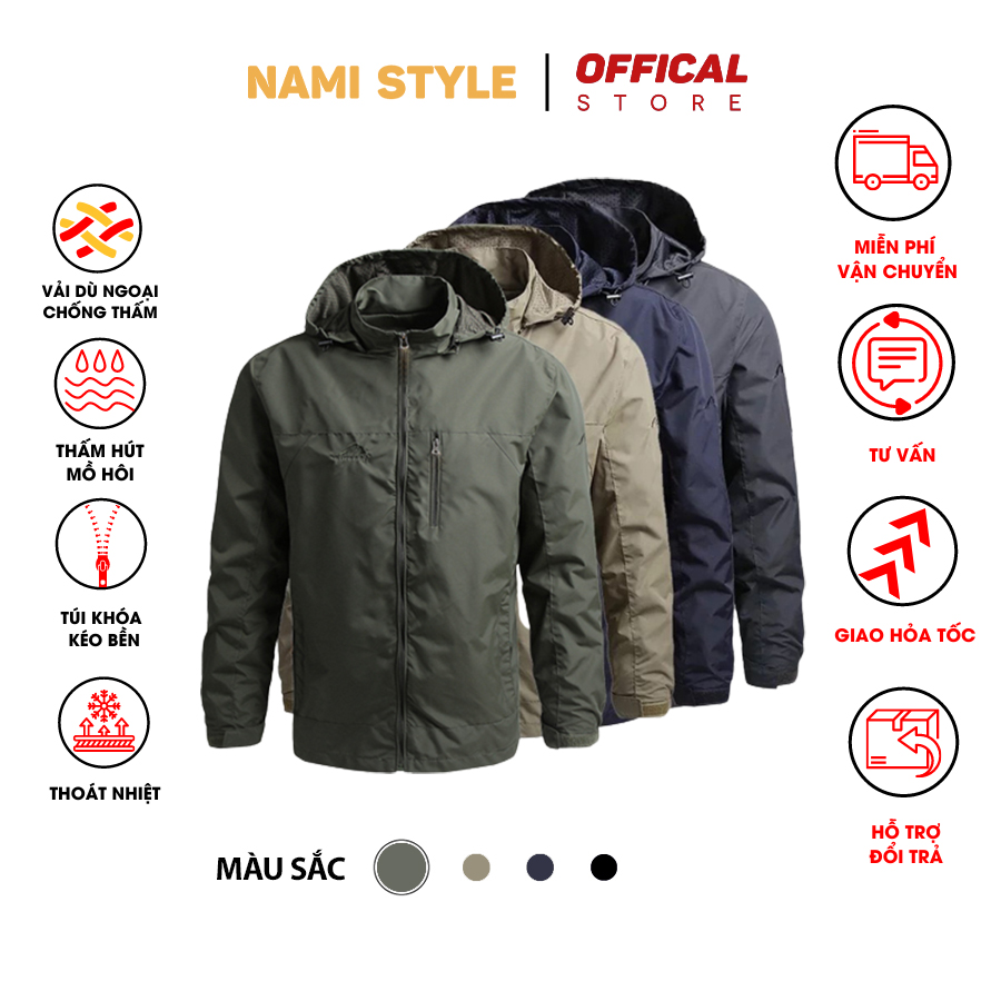 Áo khoác dù nam chất vải gió tráng bạc chống gió chống nước xịn co giãn mặc cho cả nam nữ túi khóa kéo from chuẩn đẹp