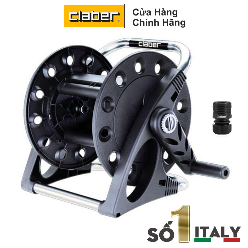 BỘ CUỘN ỐNG TƯỚI CÂY CLABER AQUAPONY 8887, Rulo Cuộn Được 20m Dây Phi 12mm