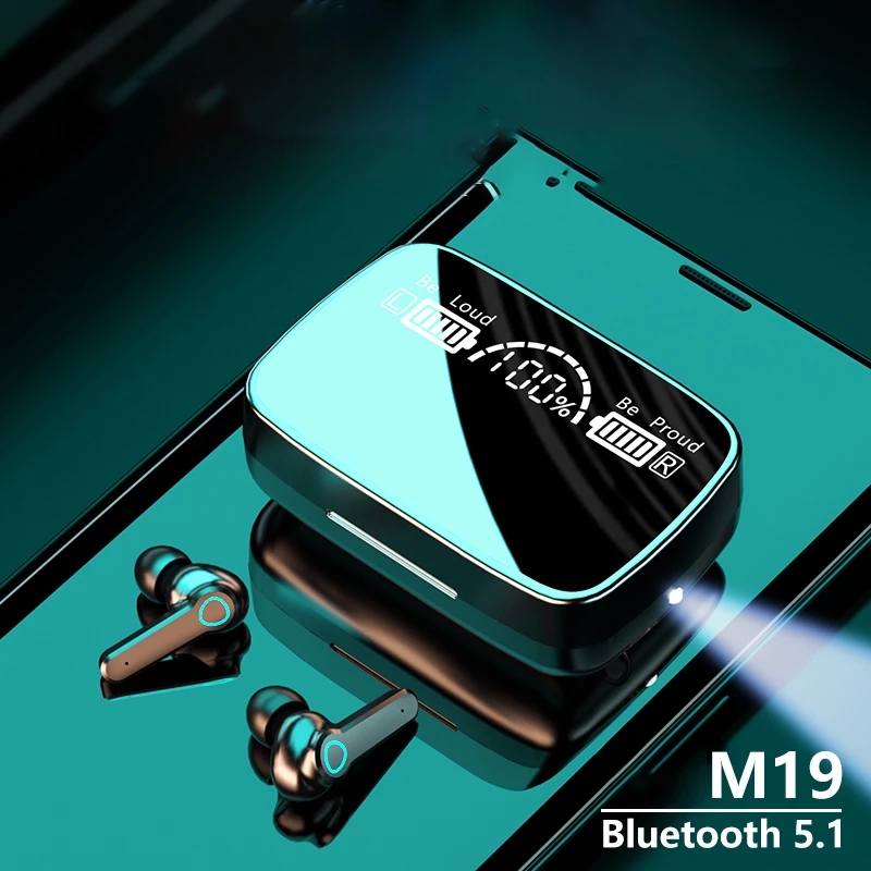 (Âm thanh cực hay) M19 Tai nghe Bluetooth 5.1 TWS tráng gương cực đẹp, pin trâu, chống ồn, âm thanh xuất sắc, thiết kế cực đẹp BH 12 tháng