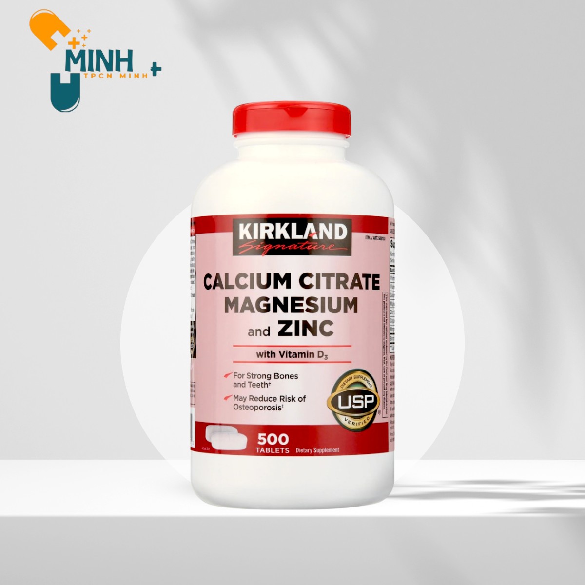 Viên uống Calcium Citrate Magnesium and Zinc 500v Mỹ Kirkland