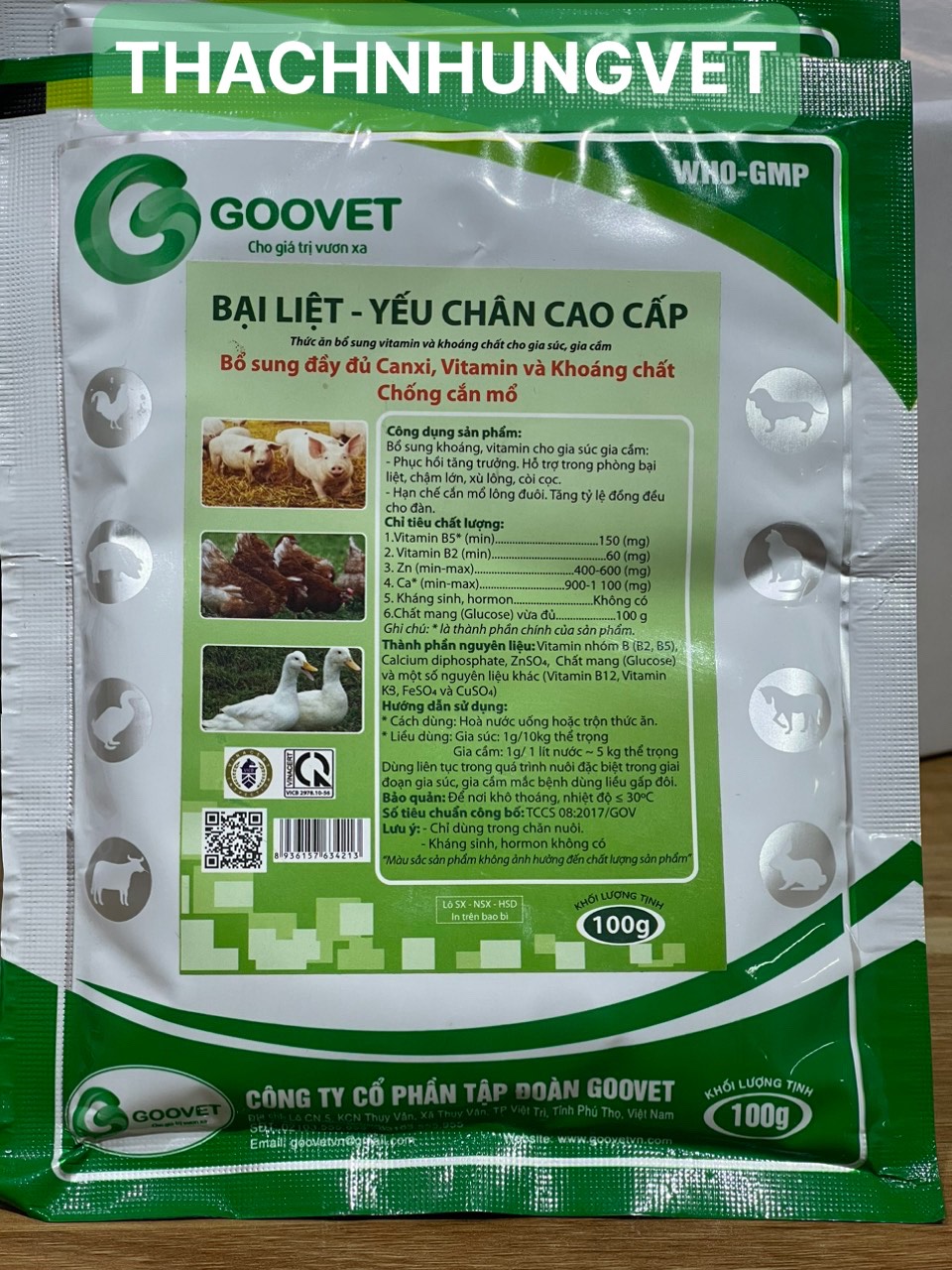 Cung cấp canxi và vitamin bại liệt - yếu chân cao cấp goovet gói 100g