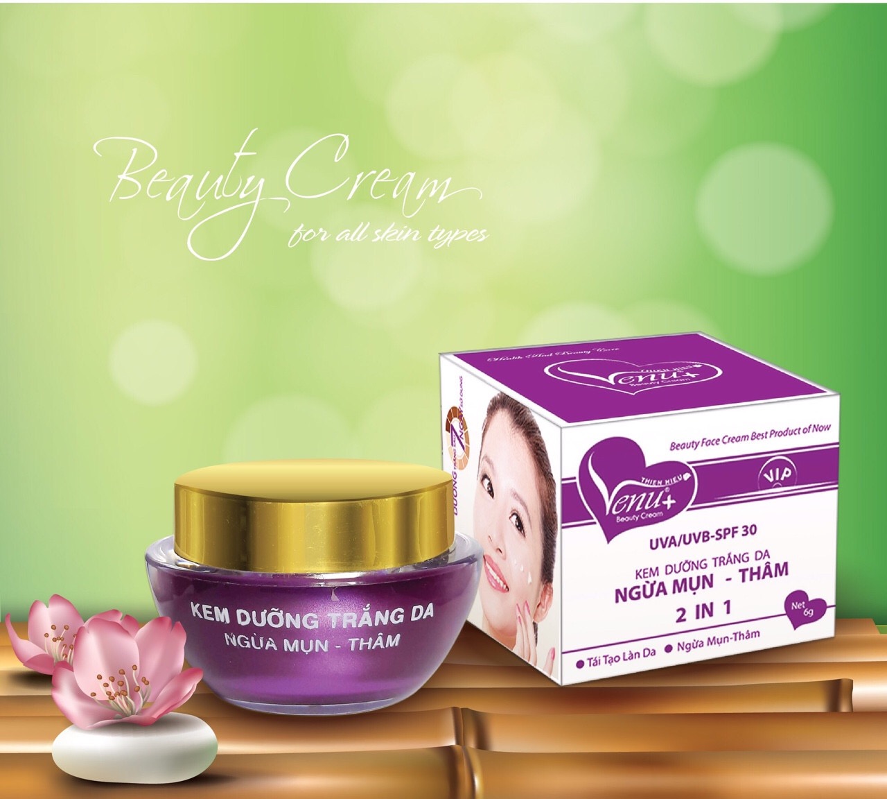 Kem dưỡng trắng da ngừa mụn thâm se khít lổ chân lông venu+ 6g