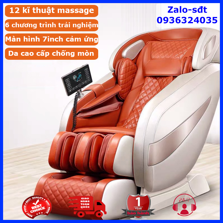 Ghế massage toàn thân con lăn túi khí cao cấp, màn hình 7 inch, nhập khẩu nguyên chiếc