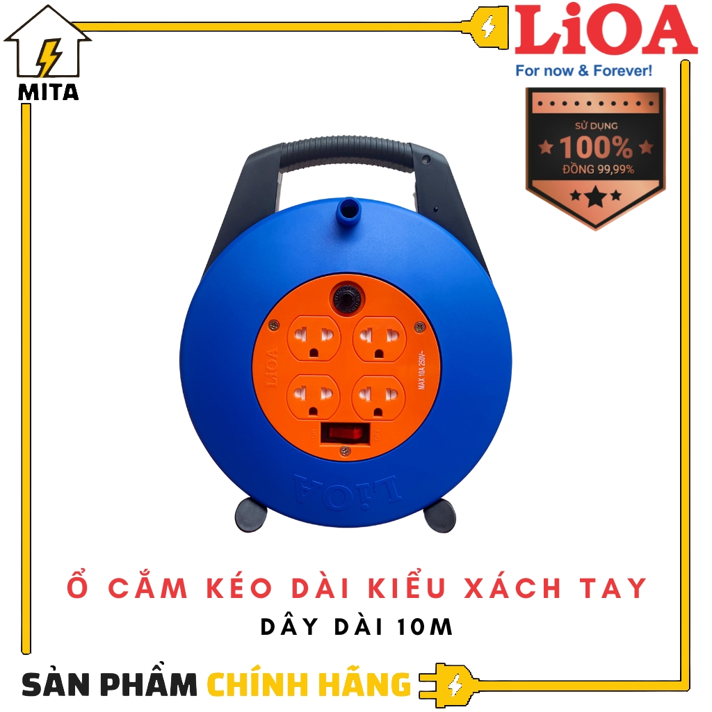 Ổ cắm điện LiOA kiểu xách tay 10m 10A-15A MITA