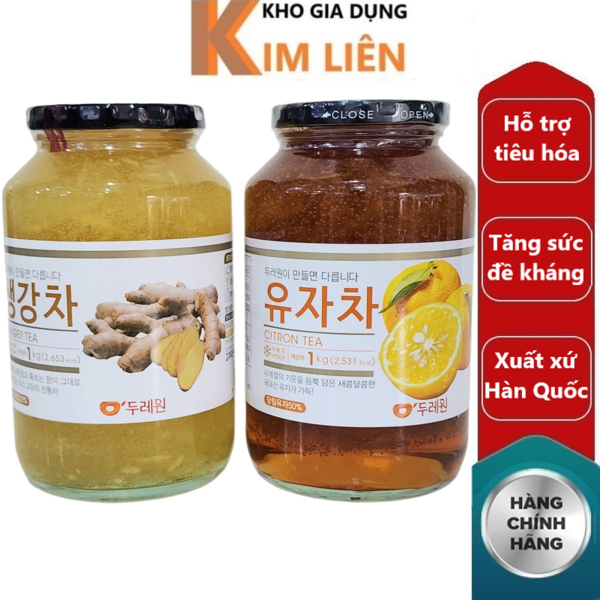 Mật ong chanh đào / gừng dooraewon 1kg hàn quốc