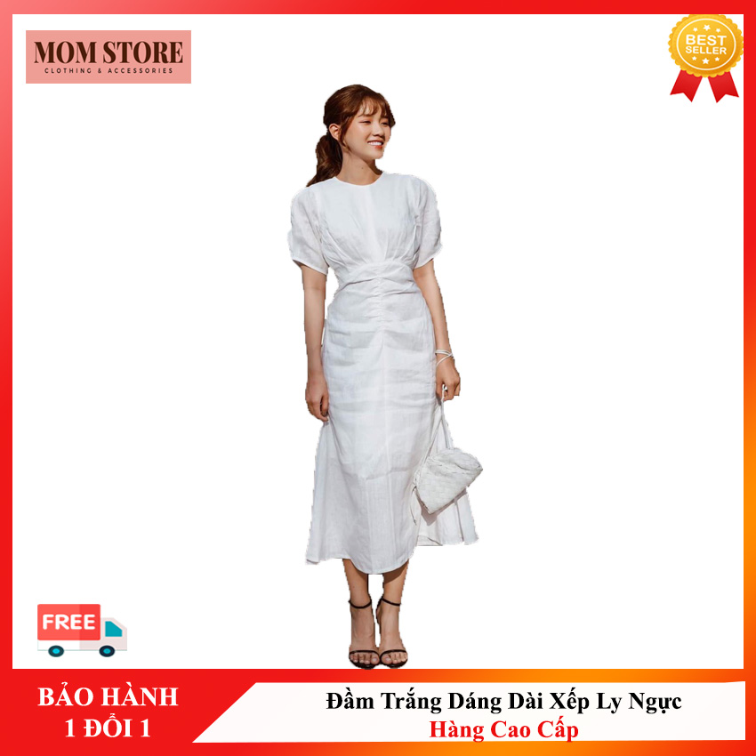 Đầm Dự Tiệc Cưới Sang Trọng Momstore, dáng dài qua gối form basic phù hợp đi tiệc đi làm đi du lịch