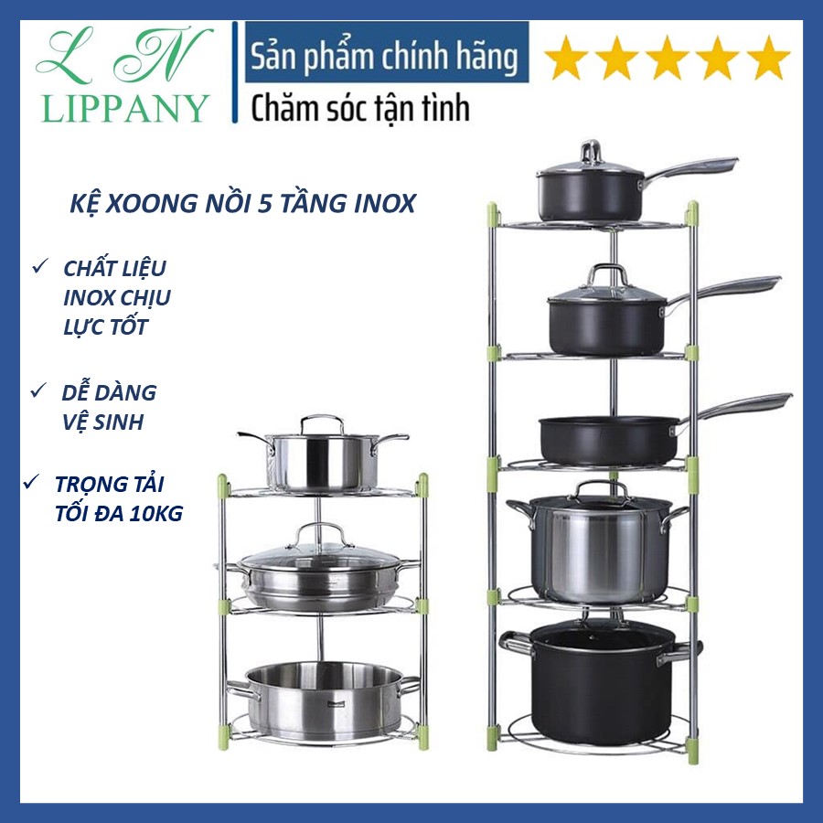 Kệ xoong nồi 5 tầng - giá để xoong nồi