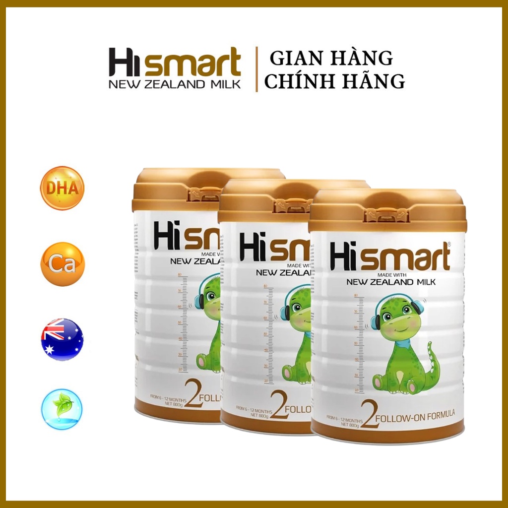 Combo 3 hộp bột hismart số 2_cho bé từ 6-12 tháng tuổi - xuất xứ 100% new zeland - 800g