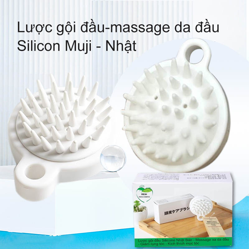 Lược gội đầu Muji Silicon Nhật - mát xa da đầu - giảm rụng tóc - kích thích mọc tóc