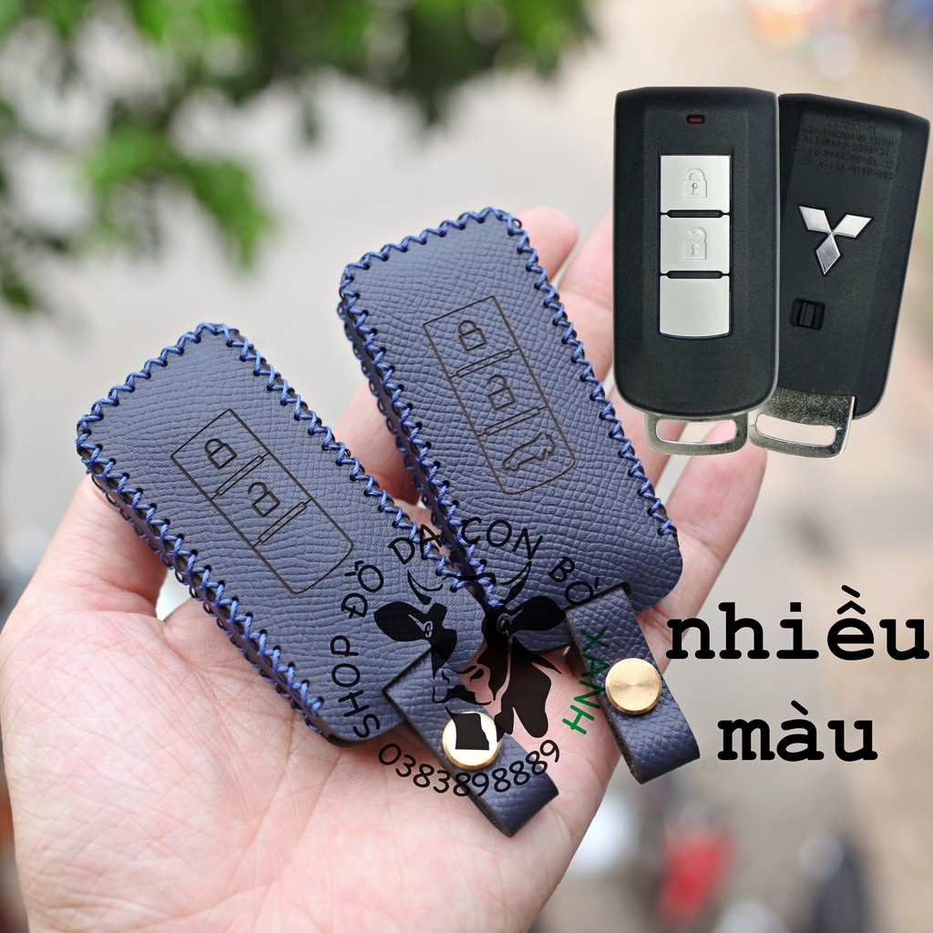 Bao Da Chìa Khoá Mitsubishi Xpander, Outlander, Triton, Attrage, Pajero, Mirage handmade Da Thật 003