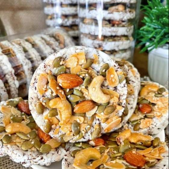 Bánh nổ gạo lứt mix hạt nướng mật ong 250gr