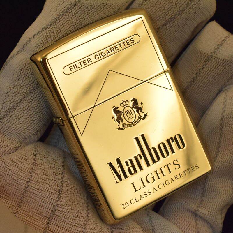 Bật Lửa Zippo Đồng Nguyên Khối Mẫu MARLBORRO (Tặng kèm Chai Xăng Nhỏ Và Hộp).